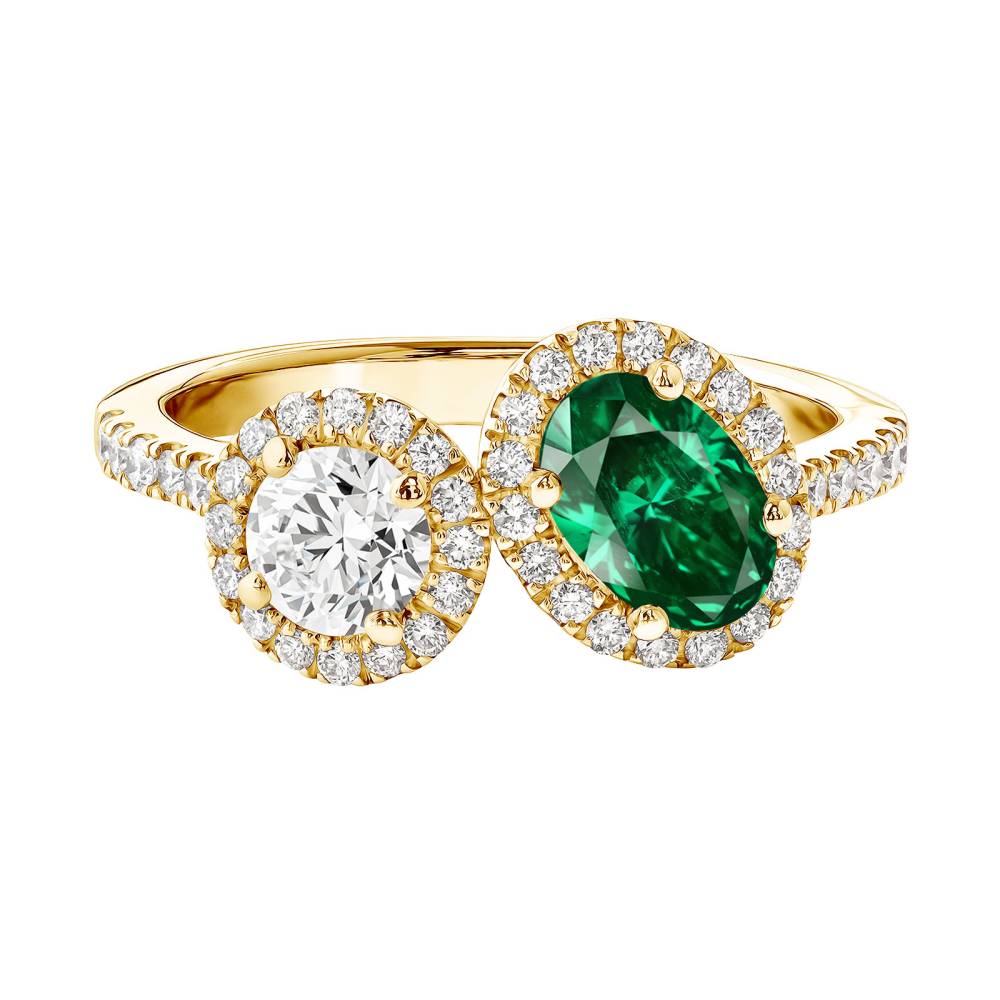 Ring Yellow gold Emerald and diamonds AlterEgo Ovale L 2