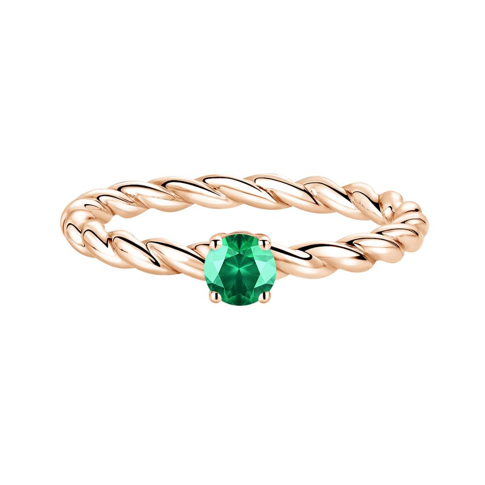 Ring Rose gold Emerald and diamonds Capucine 4 mm 2