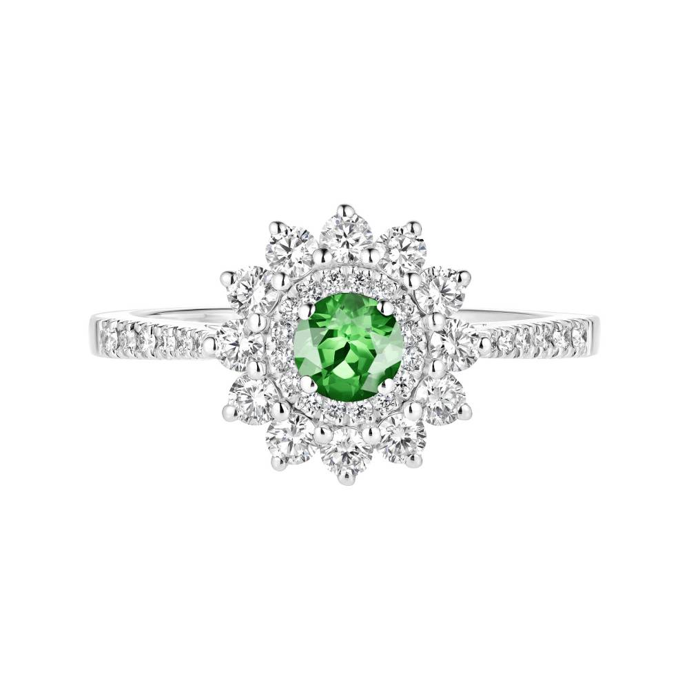 Ring White gold Tsavorite and diamonds Lefkos 4 mm Pavée 2