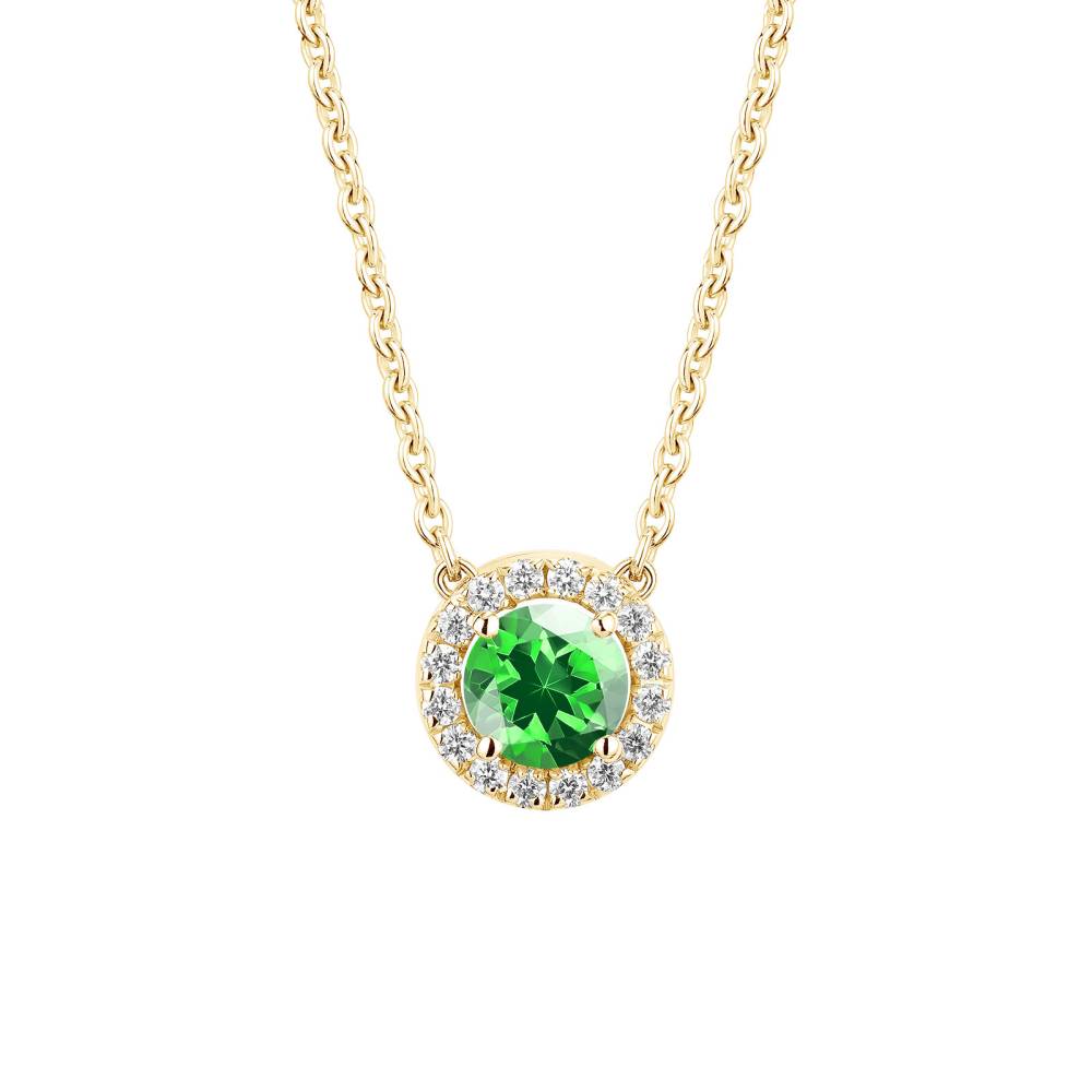 Pendentif Or jaune Tsavorite et diamants Rétromantique S 2