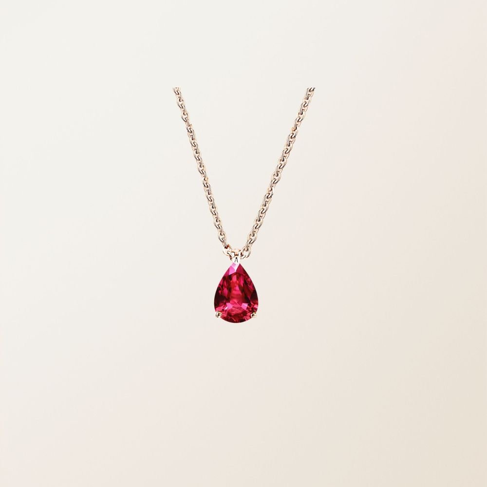 Pendentif Or rose Rubis et diamants Lady Poire M 2