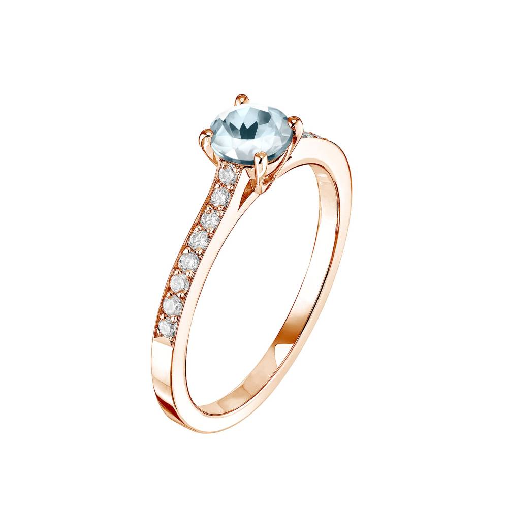 Ring Rose gold Aquamarine and diamonds Little Lady Pavée 2