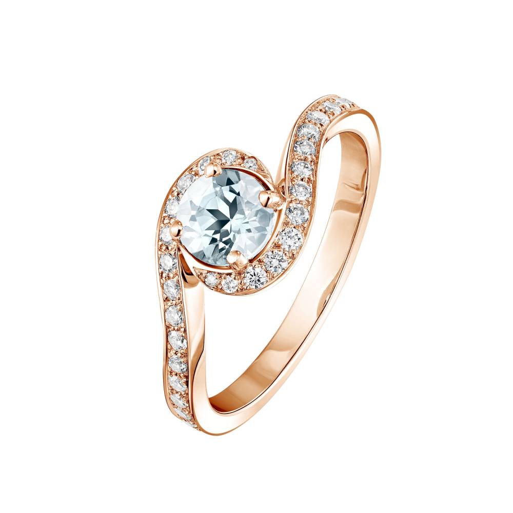 Bague Or rose Aigue-marine et diamants Amelia 2