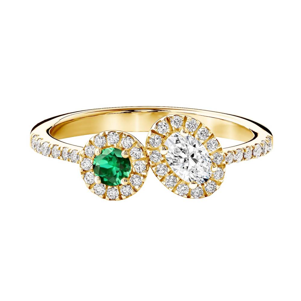 Ring Yellow gold Emerald and diamonds AlterEgo Ovale 2