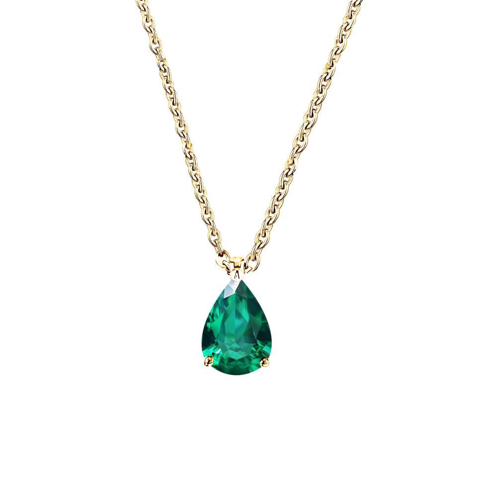 Pendant Yellow gold Emerald and diamonds Lady Poire M 2