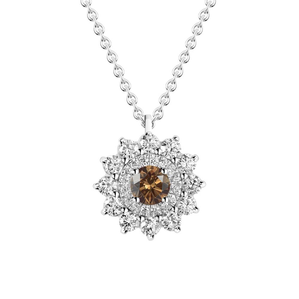 Pendant White gold Chocolate Diamond and diamonds Lefkos 2