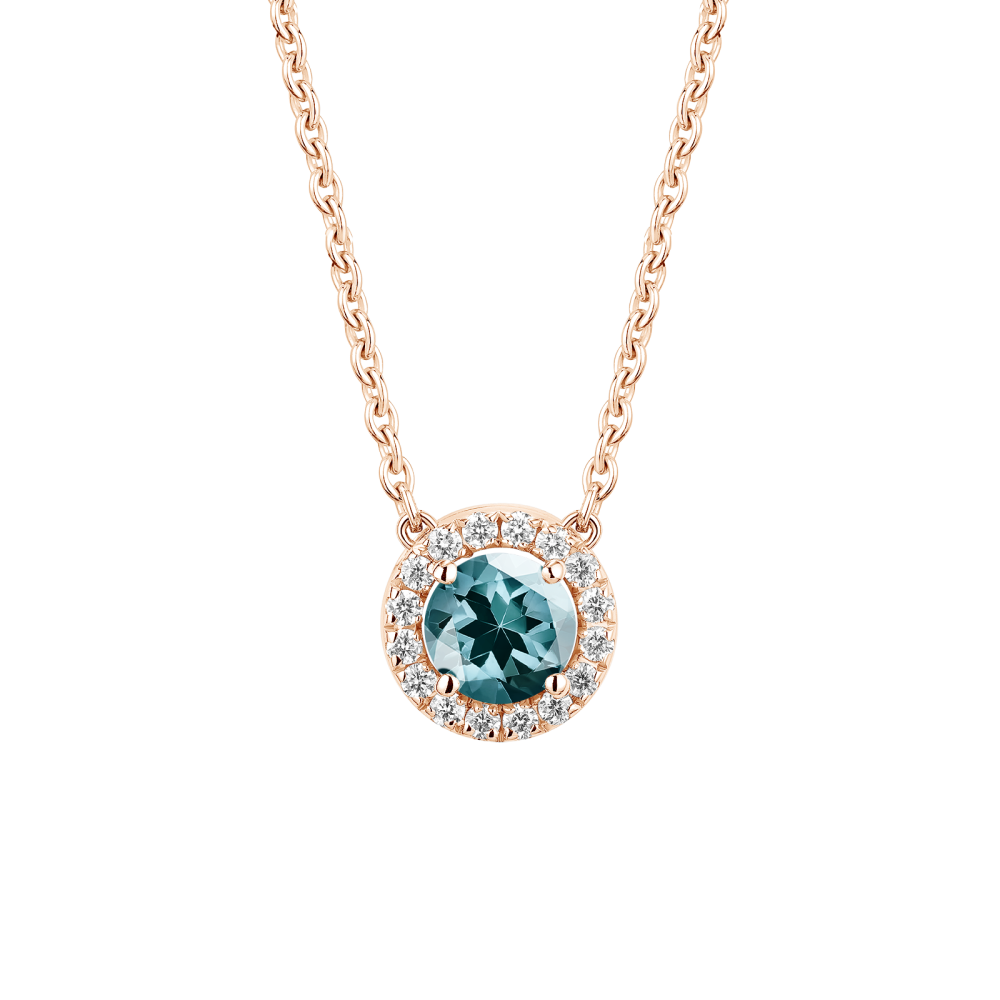 Anhänger Roségold Saphir Blau Grau und diamanten Rétromantique S 2