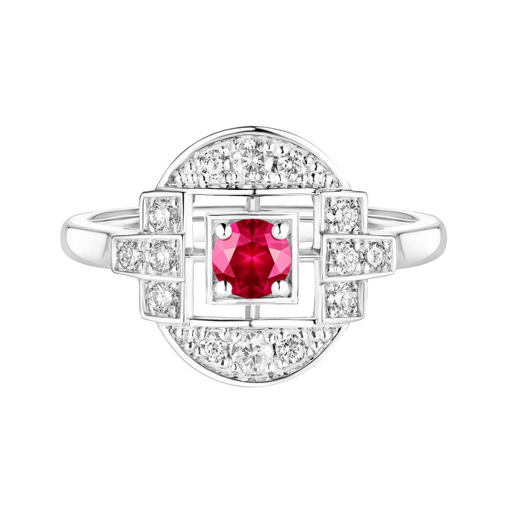 Bague Or blanc Rubis et diamants Art Déco Solo 2