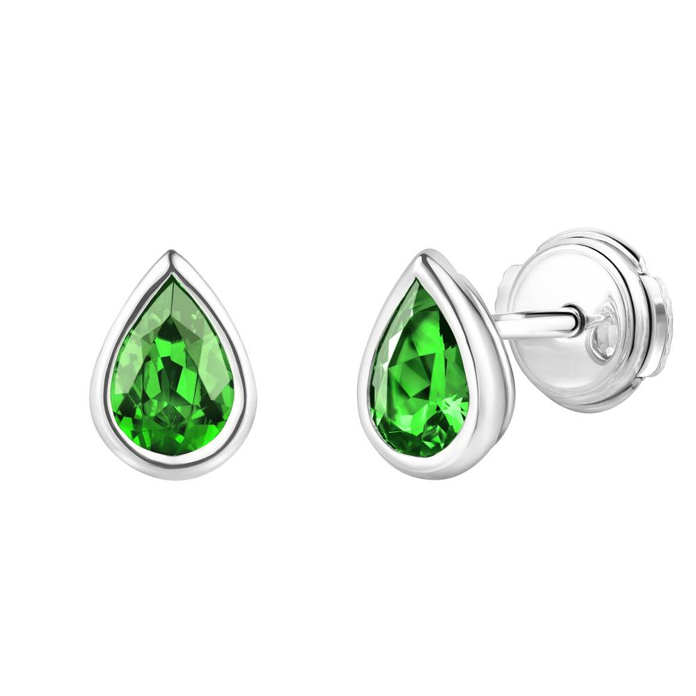 Boucles d'oreilles Or blanc Tsavorite Gemmyorama 2