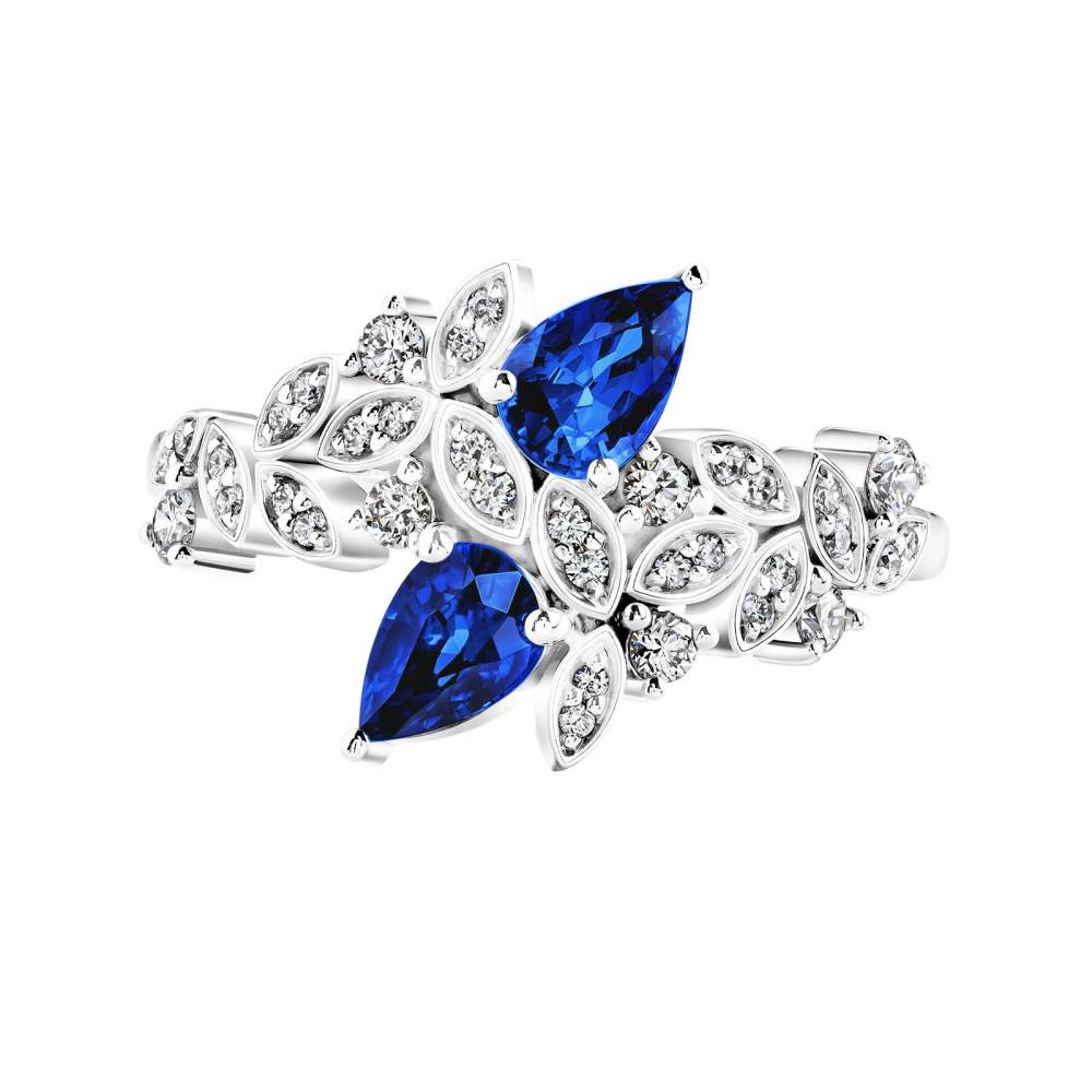 Ring White gold Sapphire and diamonds EverBloom Toi & Moi 2