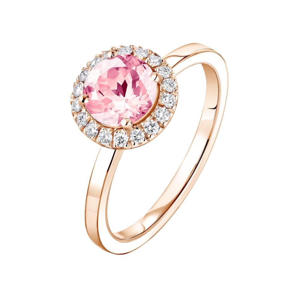 Bague Or rose Tourmaline et diamants Rétromantique L 2