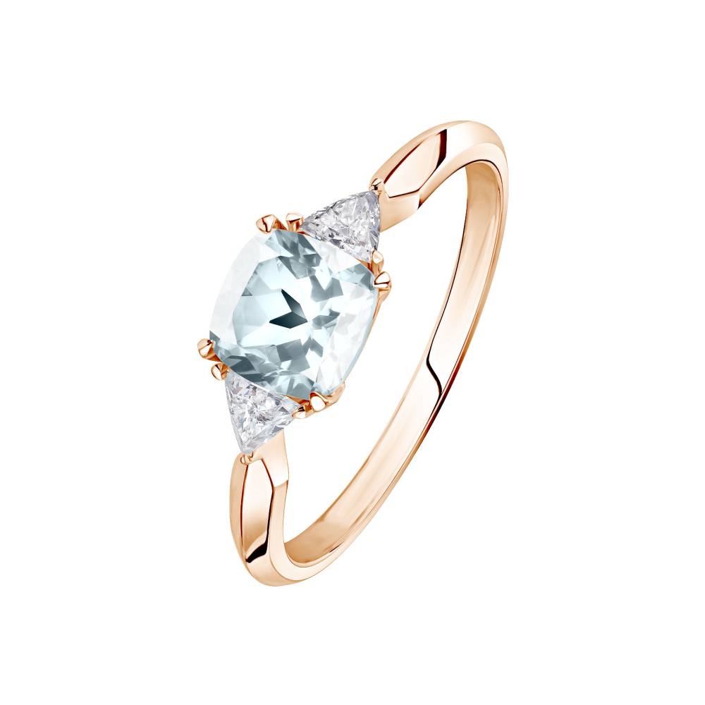 Bague Or rose Aigue-marine et diamants Kennedy 2