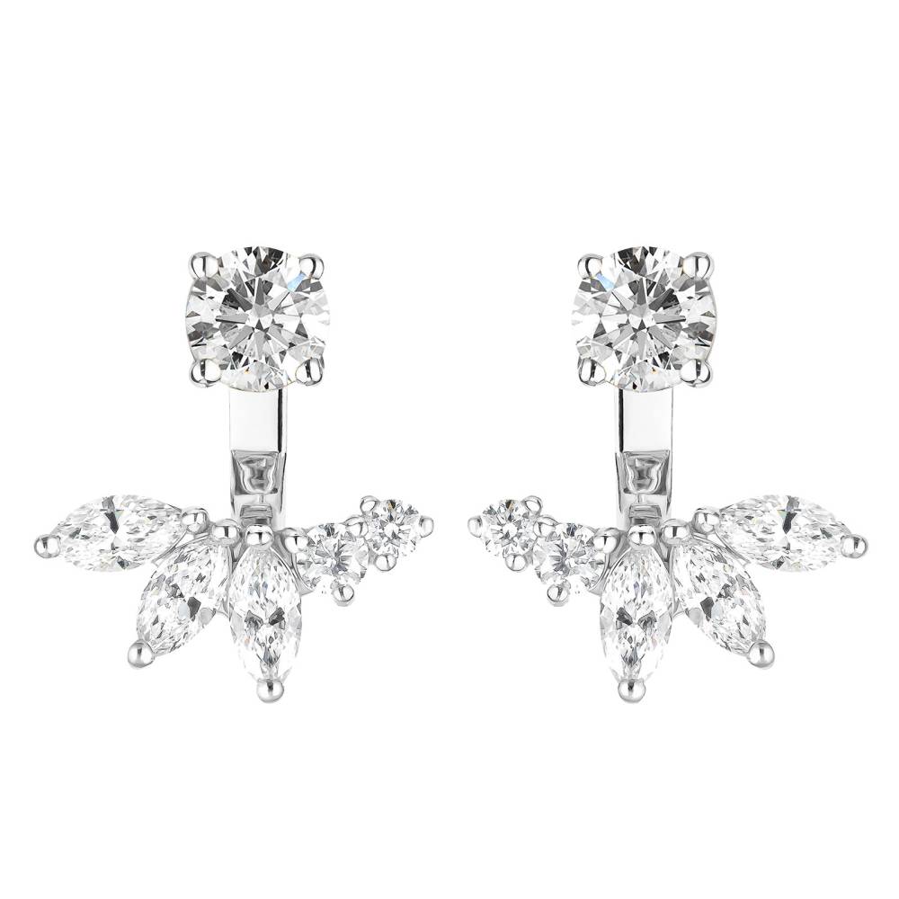 Boucles d'oreilles Or blanc Diamant EverBloom Symétriques 2