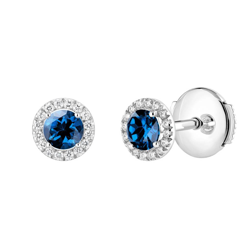 Boucles d'oreilles Or blanc Saphir et diamants Rétromantique S 2