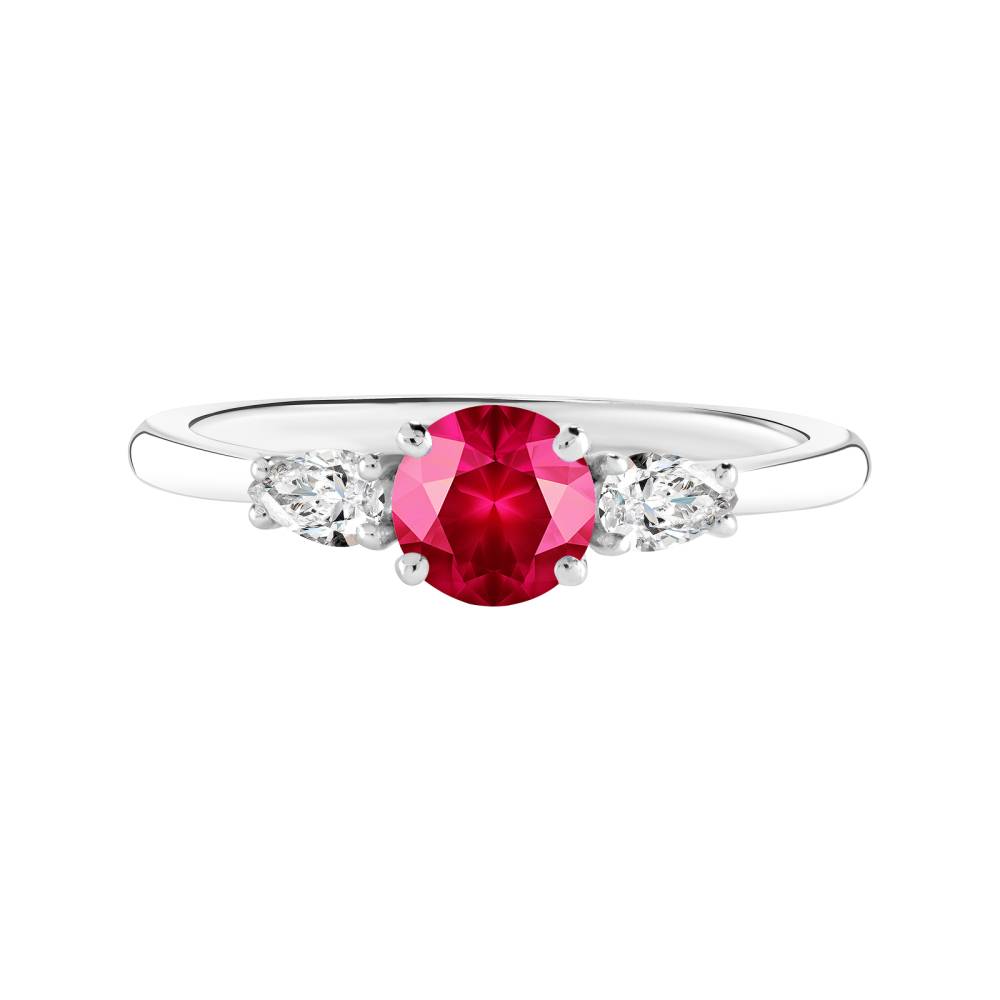 Ring White gold Ruby and diamonds Little Lady Duo de Poires 2