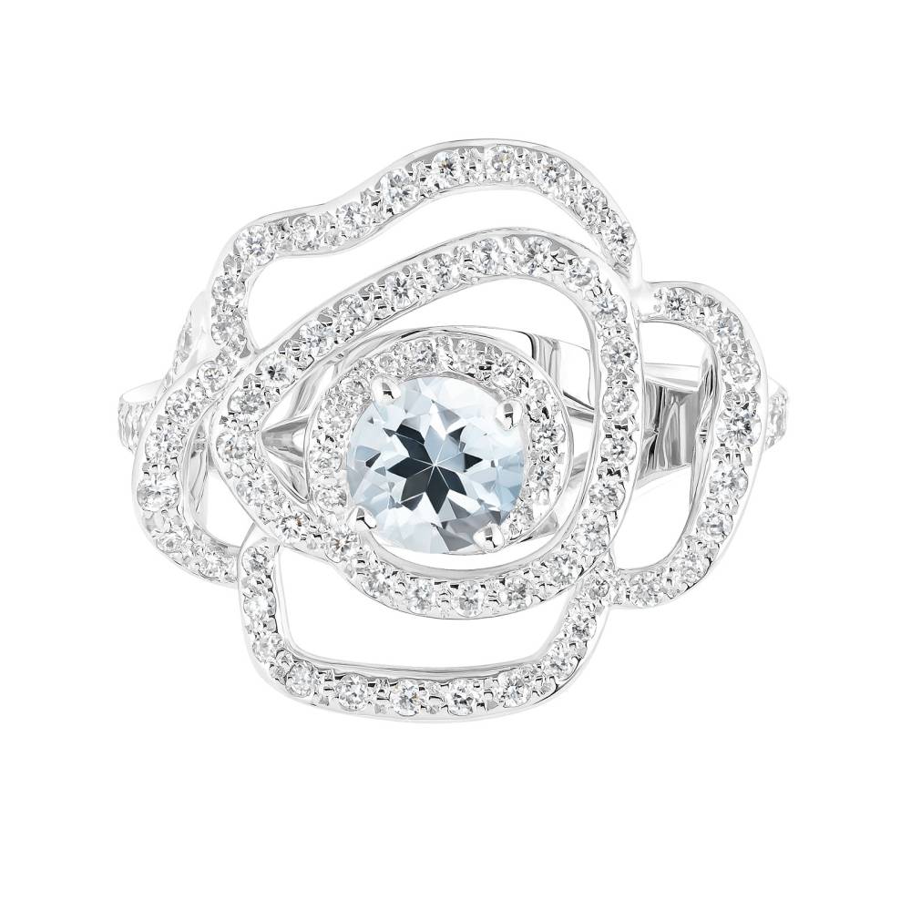 Bague Or blanc Aigue-marine et diamants PrimaRosa Alta 2