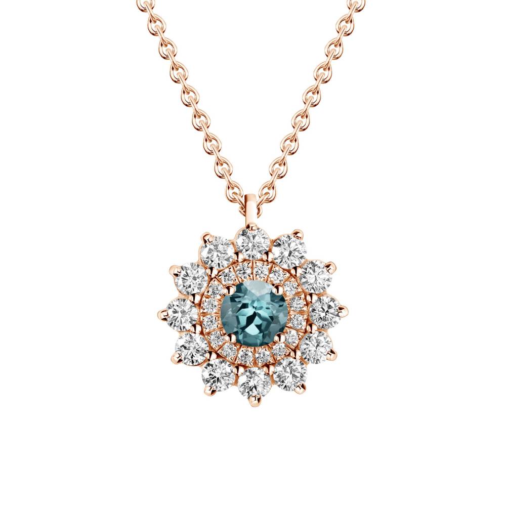 Pendant Rose gold Blue Grey Sapphire and diamonds Lefkos 2