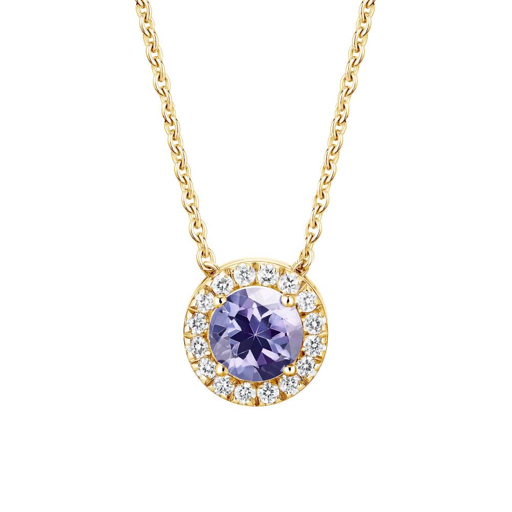 Pendentif Or jaune Tanzanite et diamants Rétromantique M 2