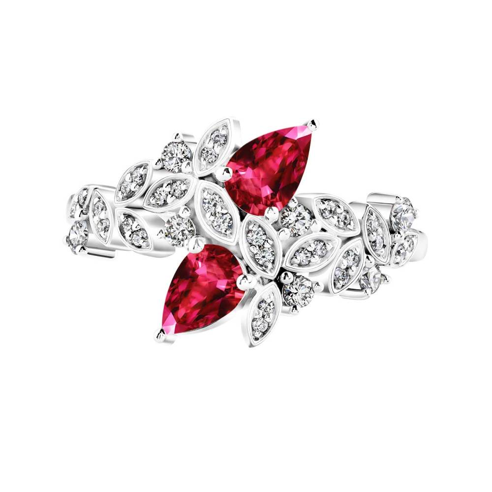 Bague Or blanc Rubis et diamants EverBloom Toi & Moi 2