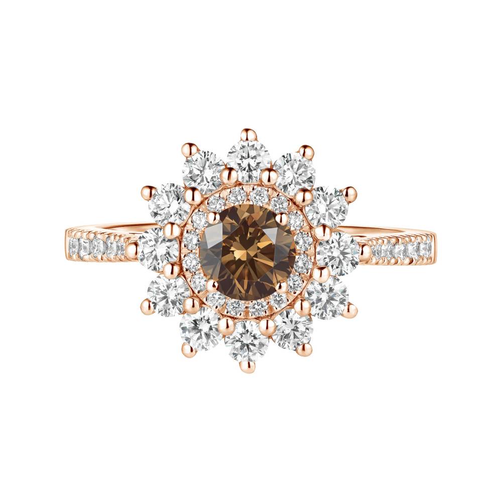 Ring Roségold Schokoladendiamant und diamanten Lefkos 5 mm Pavée 2