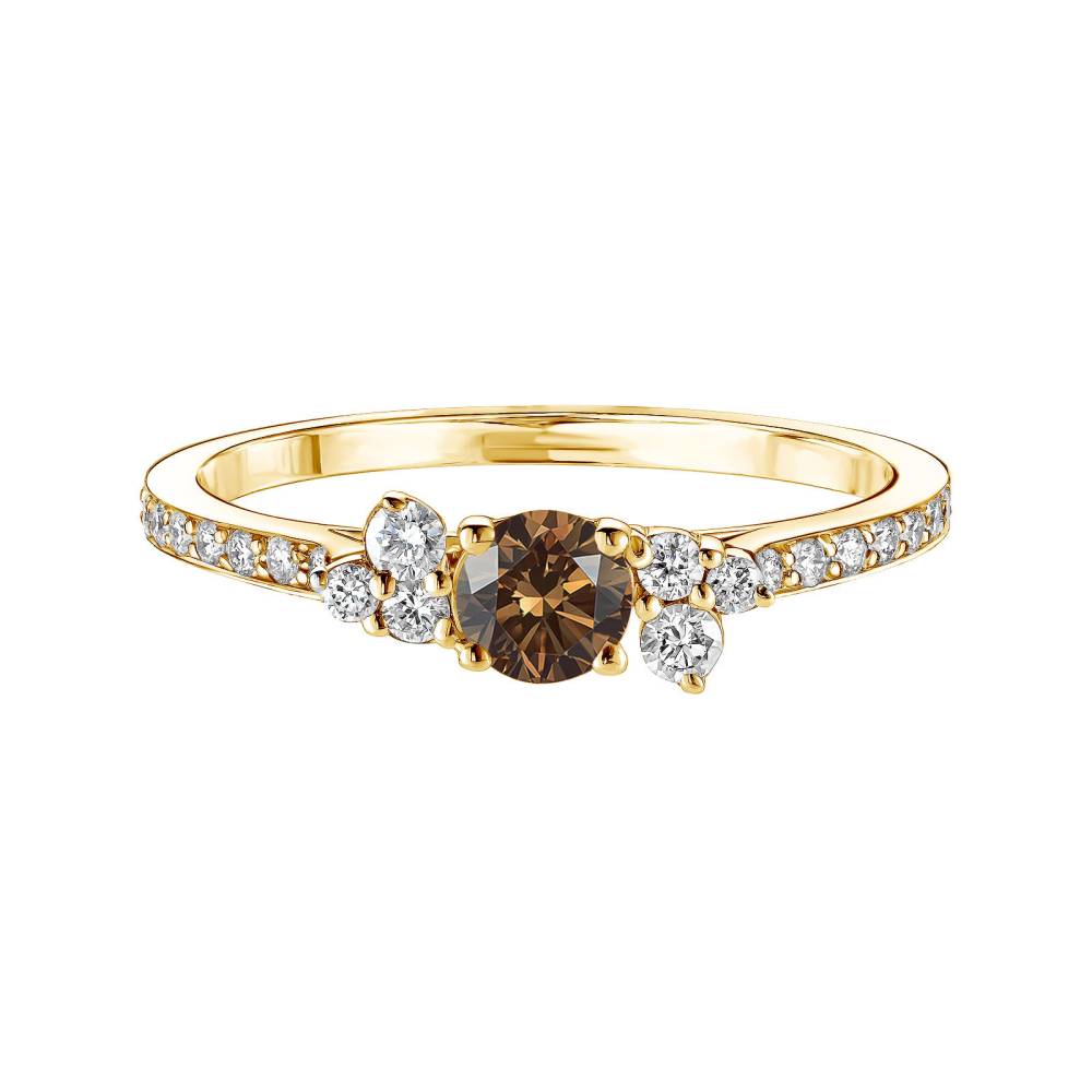 Ring Yellow gold Chocolate Diamond and diamonds Baby EverBloom Pavée 2