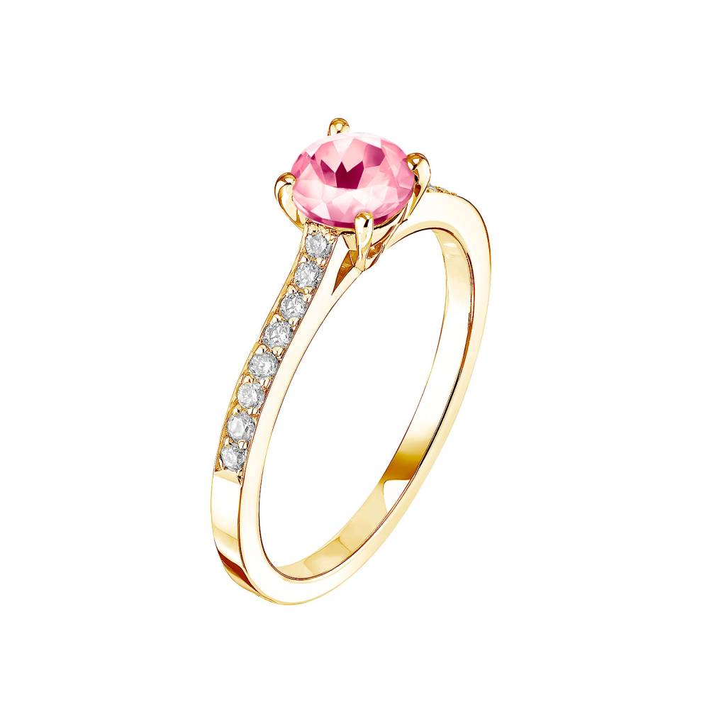 Ring Yellow gold Tourmaline and diamonds Lady Pavée 2