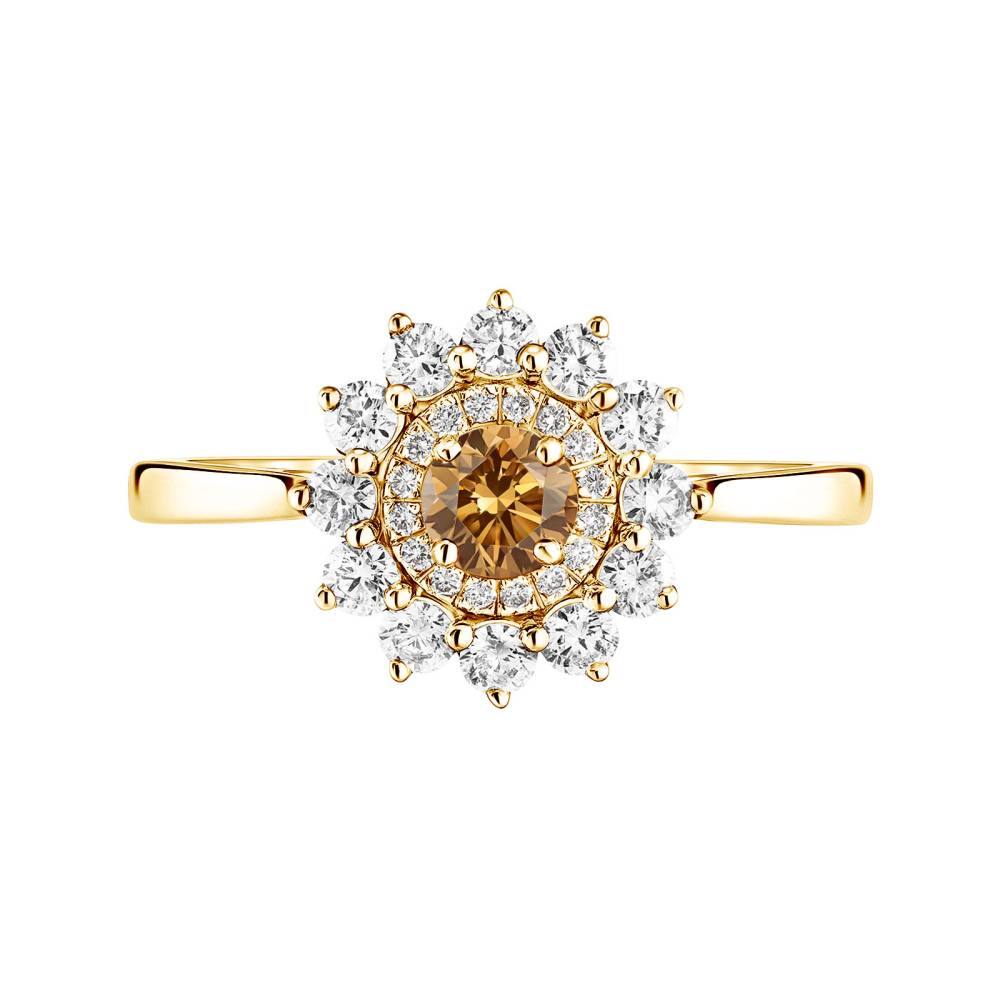 Ring Yellow gold Cognac Diamond Lefkos 4 mm 2