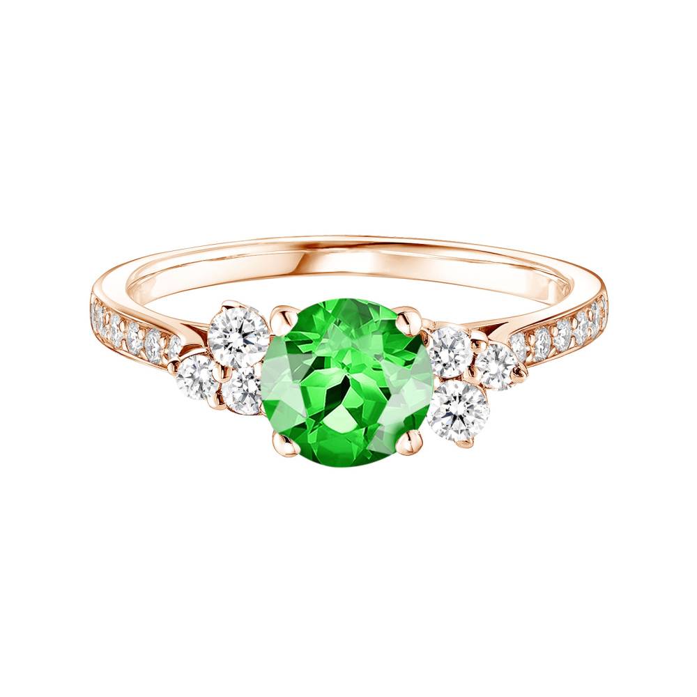 Ring Roségold Tsavorit und diamanten Baby EverBloom 6 mm Pavée 2