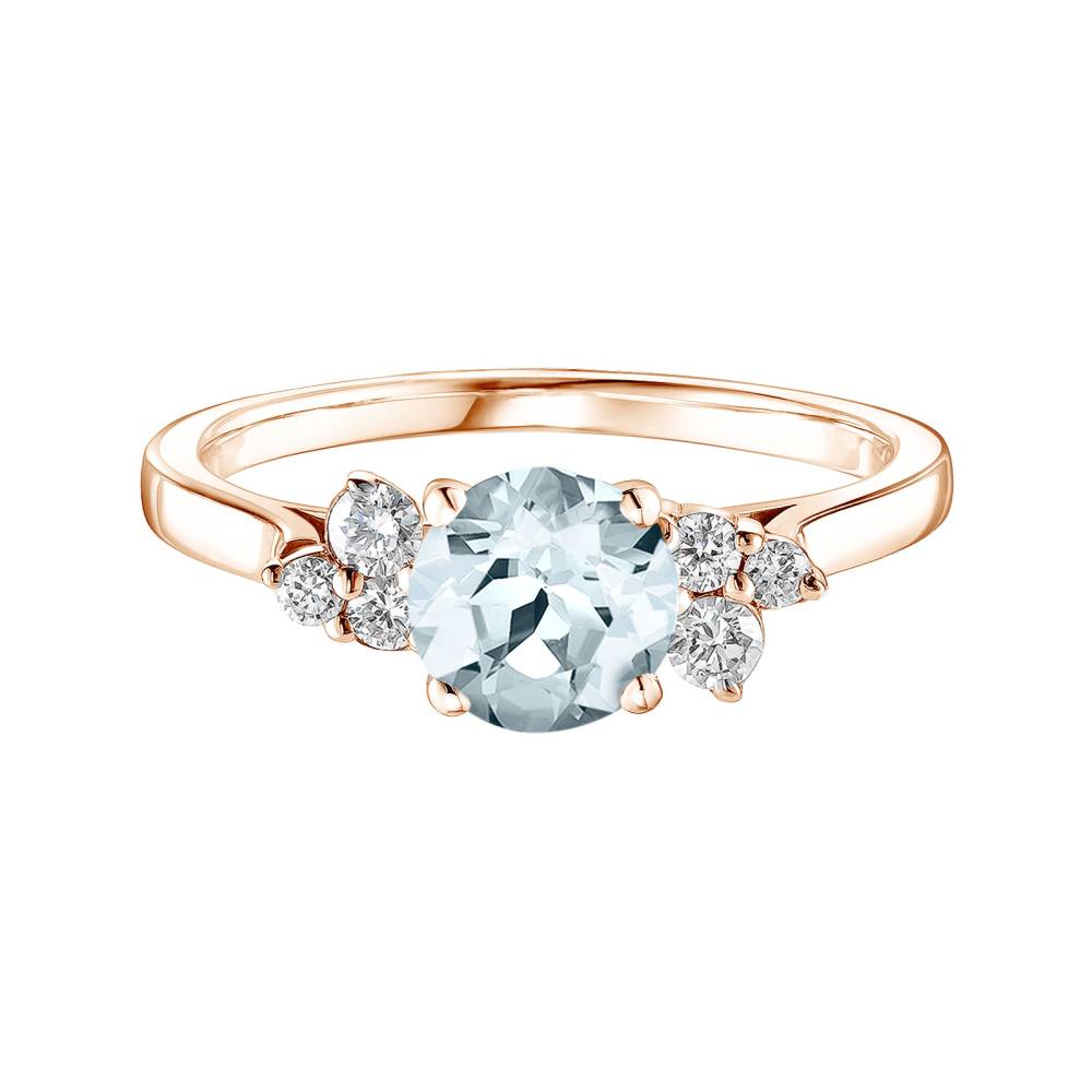 Ring Roségold Aquamarin und diamanten Baby EverBloom 6 mm 2