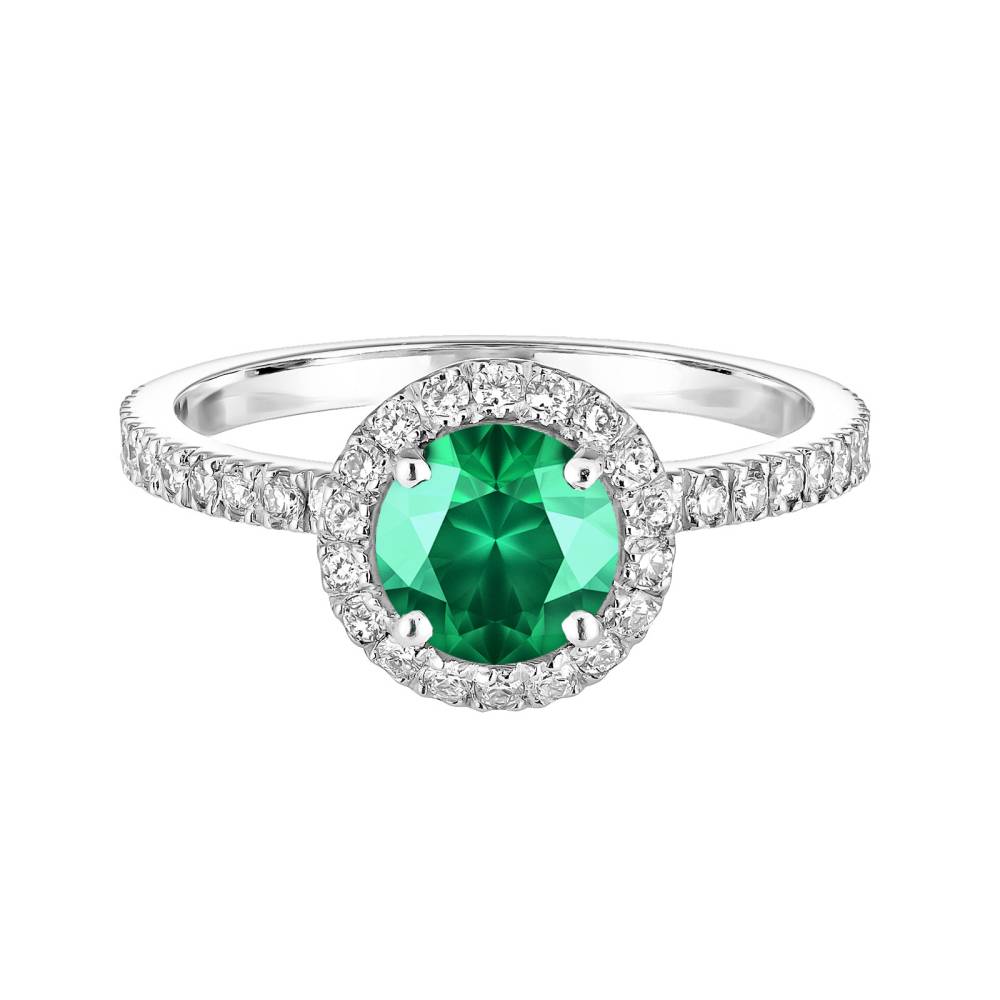 Ring White gold Emerald and diamonds Rétromantique L Pavée 2