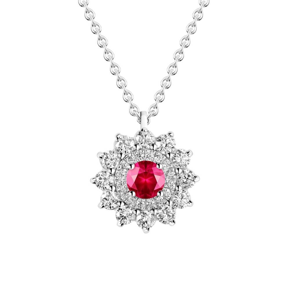 Pendentif Or blanc Rubis et diamants Lefkos 2