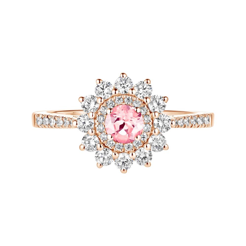 Ring Rose gold Tourmaline and diamonds Lefkos 4 mm Pavée 2