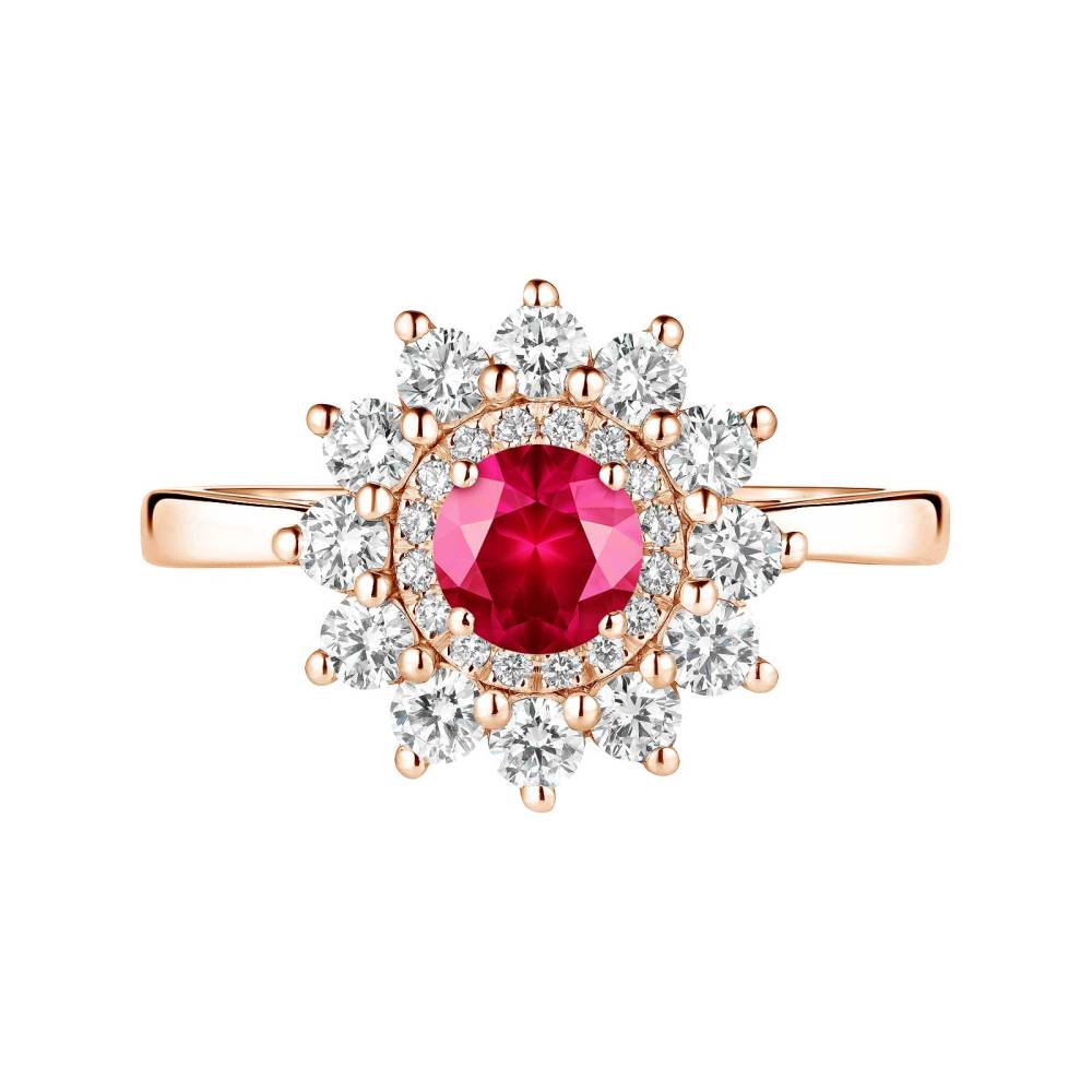 Ring Rose gold Ruby and diamonds Lefkos 5 mm 2