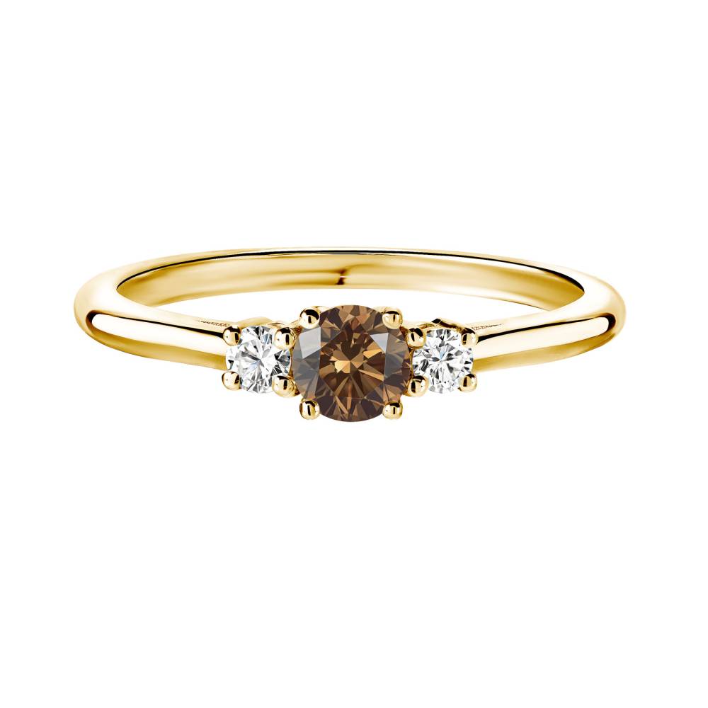 Ring Yellow gold Chocolate Diamond and diamonds Baby Lady Duo 2