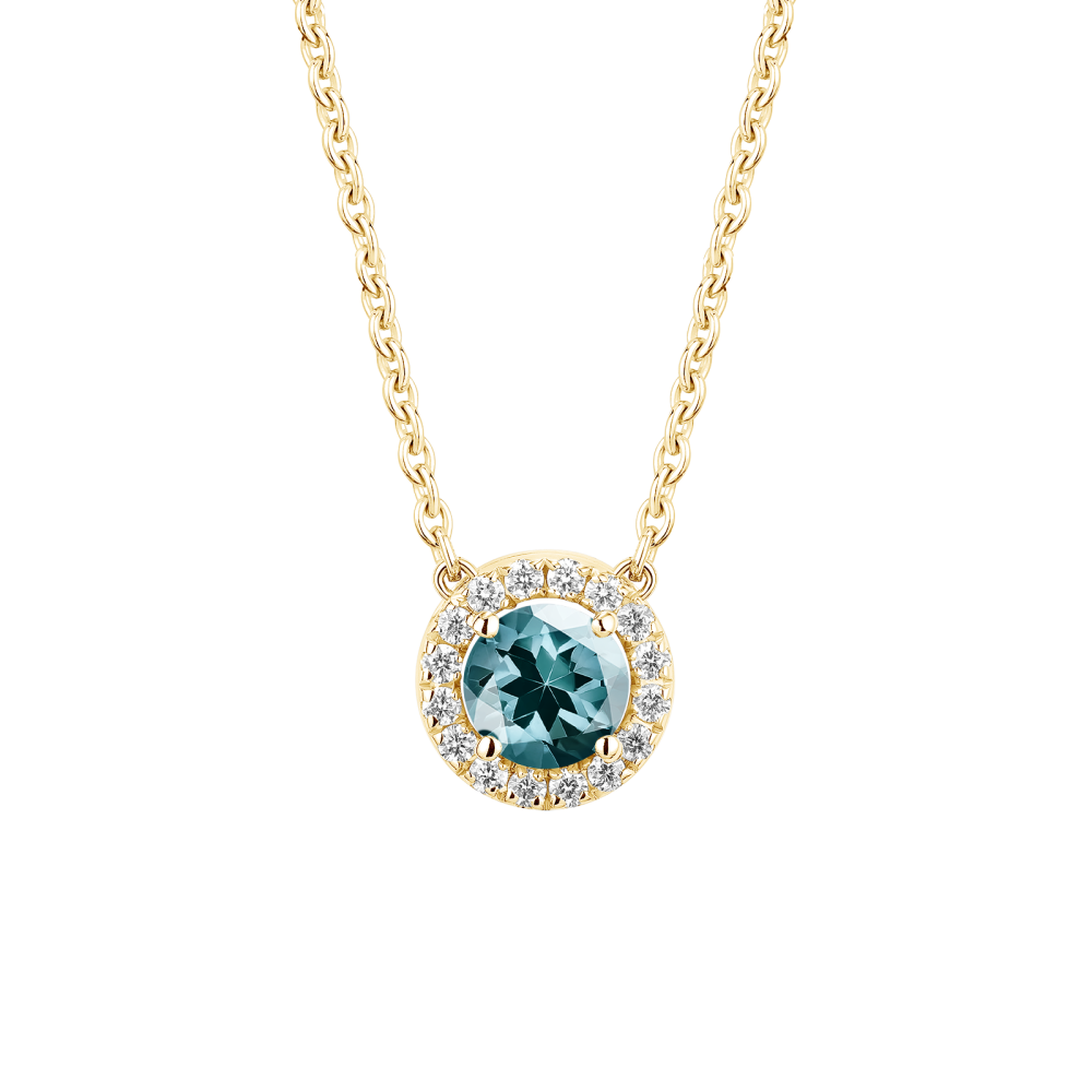 Anhänger Gelbgold Saphir Blau Grau und diamanten Rétromantique S 2