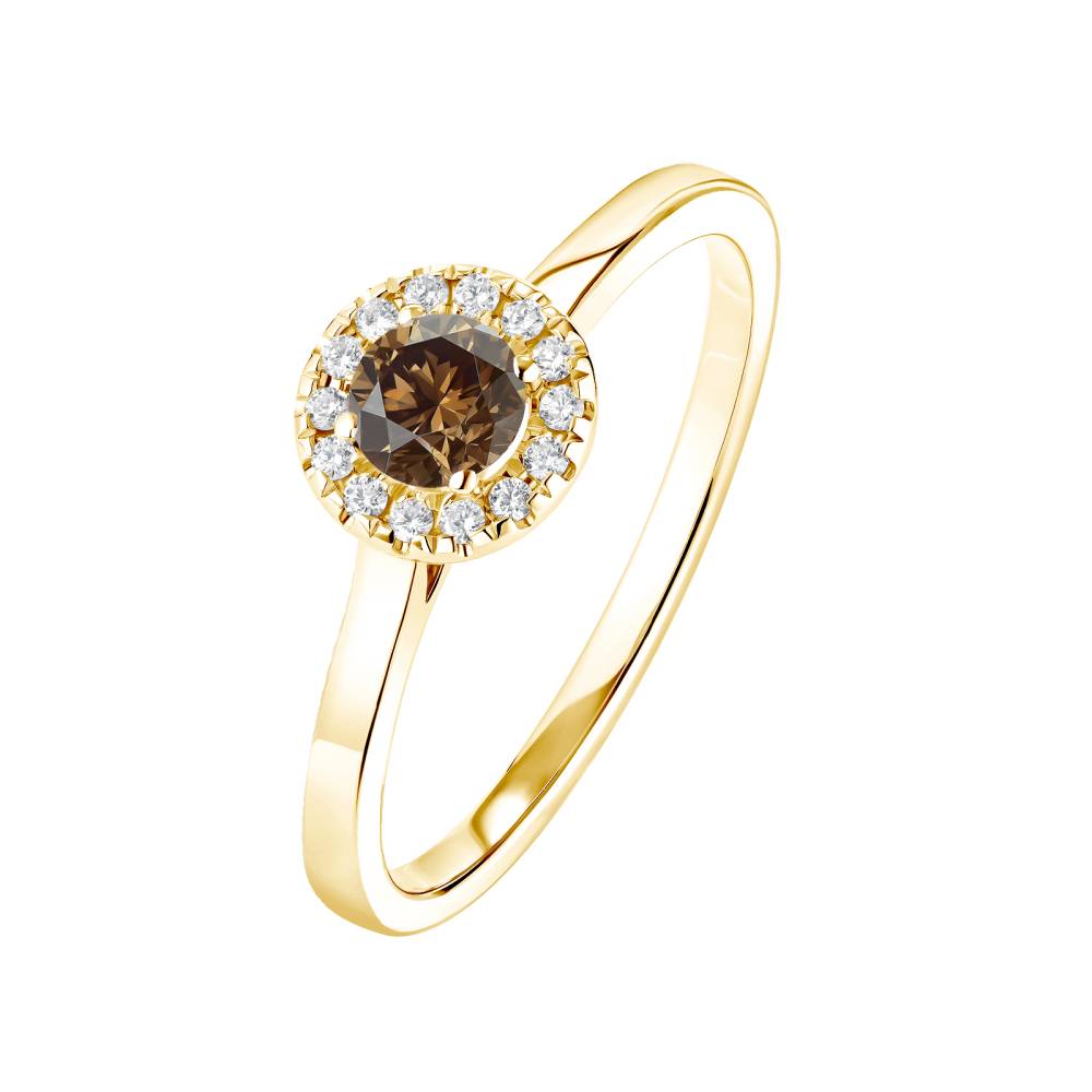 Bague Or jaune Diamant Chocolat et diamants Rétromantique S 2