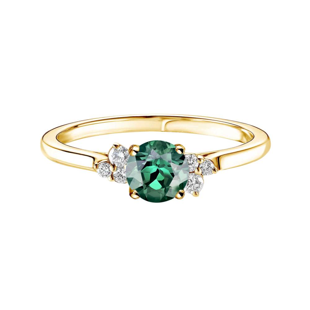 Ring Yellow gold Green Tourmaline and diamonds Baby EverBloom 5 mm 2