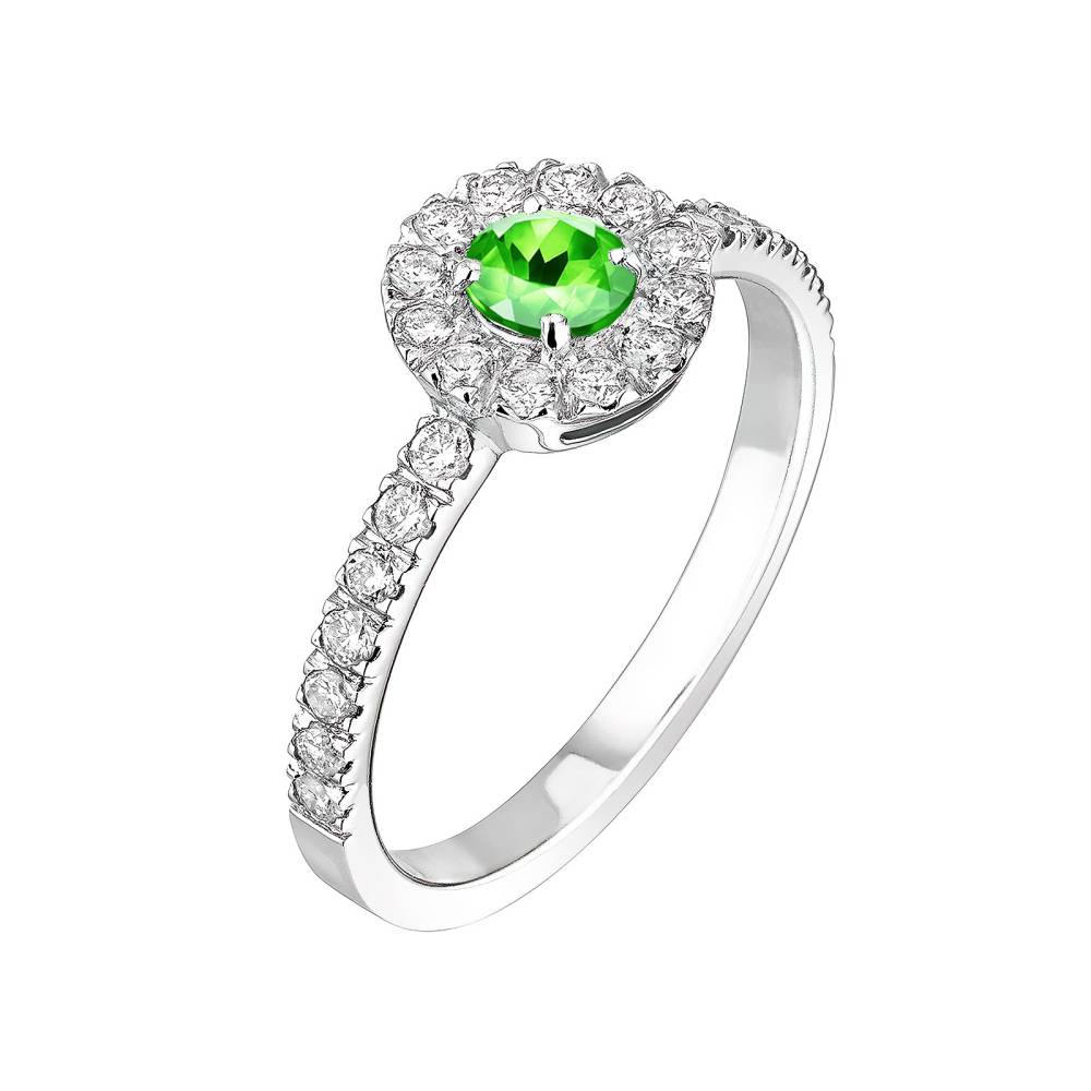 Bague Platine Tsavorite et diamants Rétromantique Solo Pavée 2