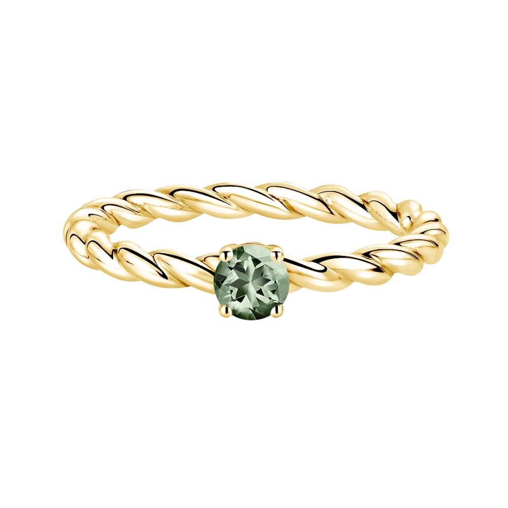 Ring Gelbgold Grüner Saphir und diamanten Capucine 4 mm 2