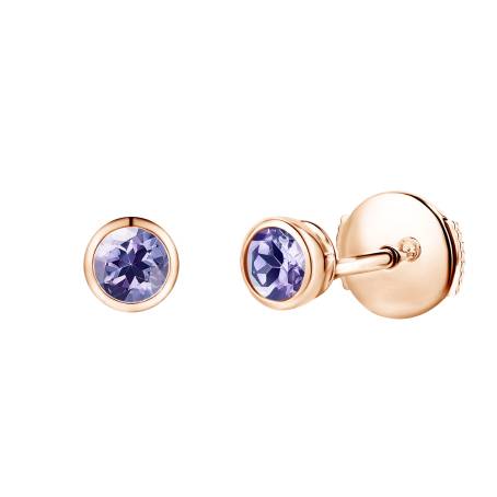 Boucles d'oreilles Or rose 18 cts Tanzanite Gemmyorama Solo