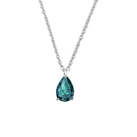 Pendentif Or blanc 18 cts Saphir Teal Lady Poire