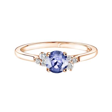 Bague Or rose 18 cts Tanzanite Baby EverBloom 5 mm