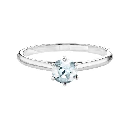 Bague Or blanc 18 cts Aigue-marine Little Lady