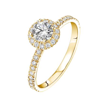 Bague Or jaune 18 cts Diamant Rétromantique M Pavée