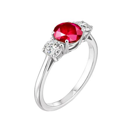 Bague Or blanc 18 cts Rubis Lady Duo