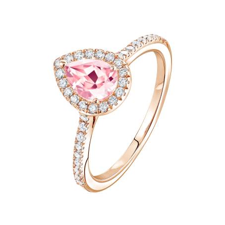 Rétromantique Poire Pavée Rose Gold Tourmaline Ring