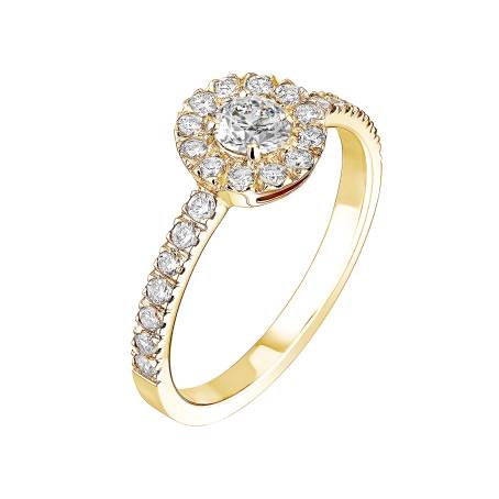 Ring 18K Gelbgold Diamant Rétromantique Solo Pavée