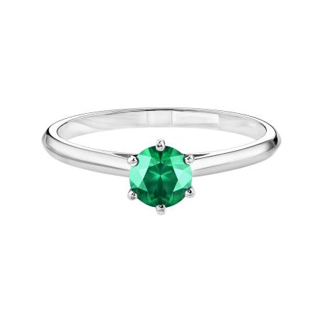 Bague Or blanc 18 cts Emeraude Little Lady