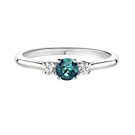 Bague Or blanc 18 cts Saphir Teal Baby Lady Duo
