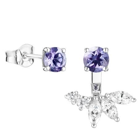 Boucles doreilles Or blanc 18 cts Tanzanite EverBloom